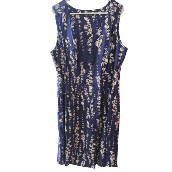 Chadwicks Midi Dress 18 Womens Plus Size Blue Floral Print Button Front - Picture 1 of 7